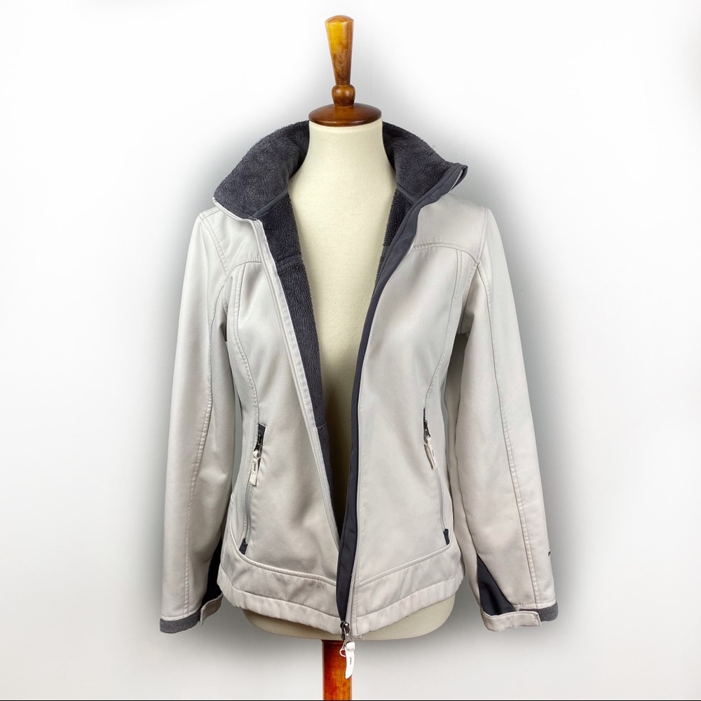 Free Country Women’s Softshell Fleece Lined Hooded Jacket Ivory Gray S - Picture 2 of 8